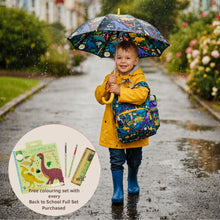 Load image into Gallery viewer, Personalised Boys Back to School Set | Dinosaur Backpack, Water Bottle &amp; Umbrella with Name