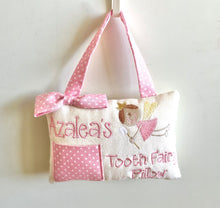 Load image into Gallery viewer, Personalised Pink Polka Dot Tooth Fairy Pillow
