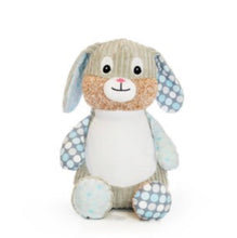 Load image into Gallery viewer, Plush toy rabbit with polka dot pattern on a white background