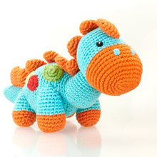 Load image into Gallery viewer, Crochet Stegosaurus Rattle Soft Toy