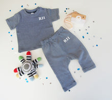 Load image into Gallery viewer, Navy Blue &amp; White stripe 2 piece set