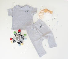 Load image into Gallery viewer, Heather Marl &amp; White stripe 2 piece set