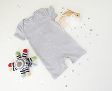 Load image into Gallery viewer, Baby Short Sleeve Striped Bodysuit, Heather Marl &amp; White Playsuit