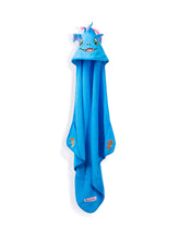 Load image into Gallery viewer, Child’s Blue Dragon hooded towel 
