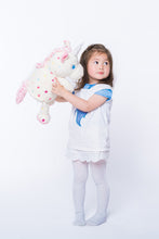 Load image into Gallery viewer, Young girl holding her cubbie unicorn teddy