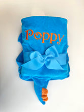 Load image into Gallery viewer, Personalised dragon hooded towel folded ready to be shipped 