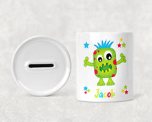Load image into Gallery viewer, Personalised Blue Monster Money Box | Children's Piggy Bank