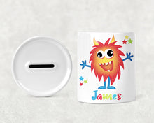 Load image into Gallery viewer, Personalised Blue Monster Money Box | Children's Piggy Bank